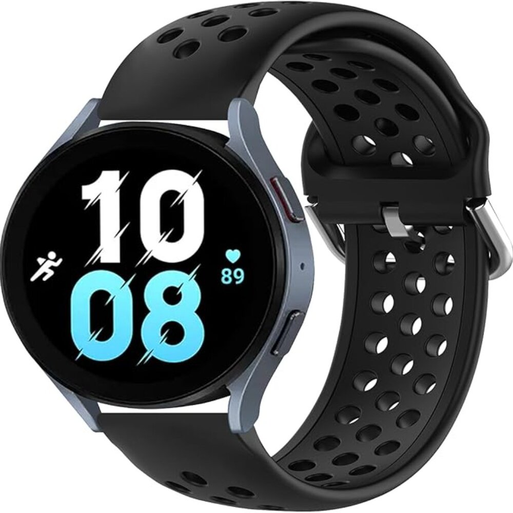 Black Silicone Universal Watch Band, 20mm
